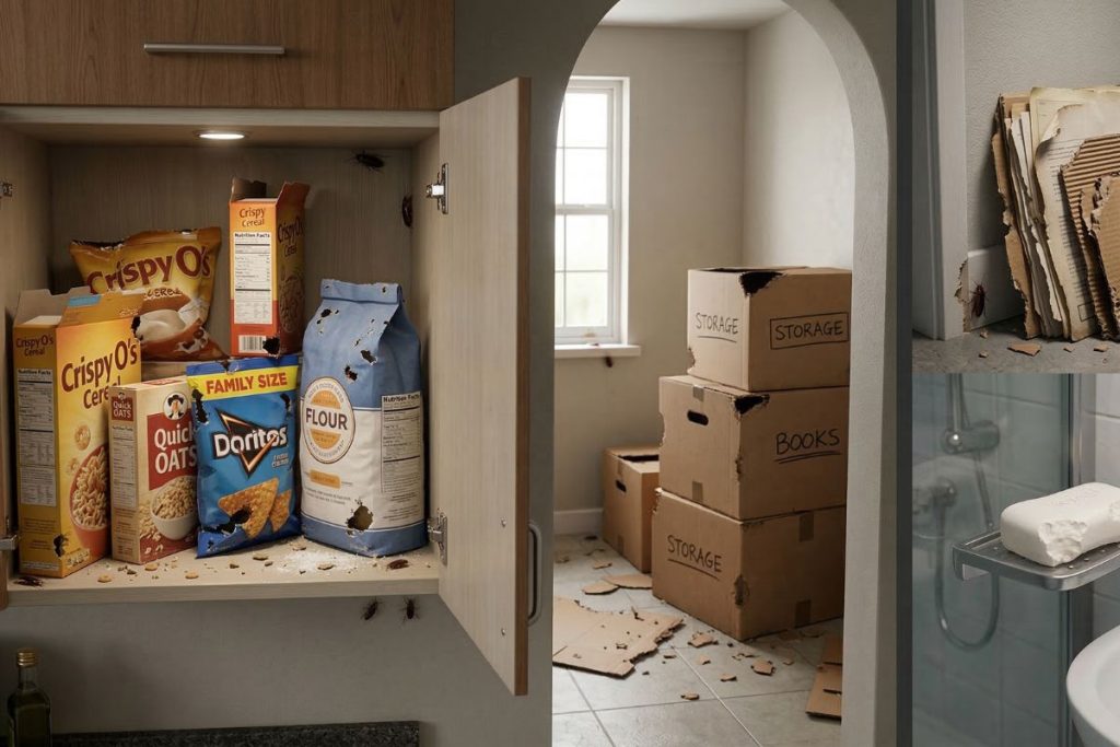 Chew Marks and Damaged Packaging- cockroach infestation singapore signs