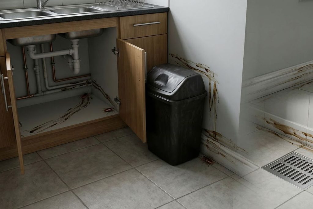 sings of cockroach infestation swith Smear marks