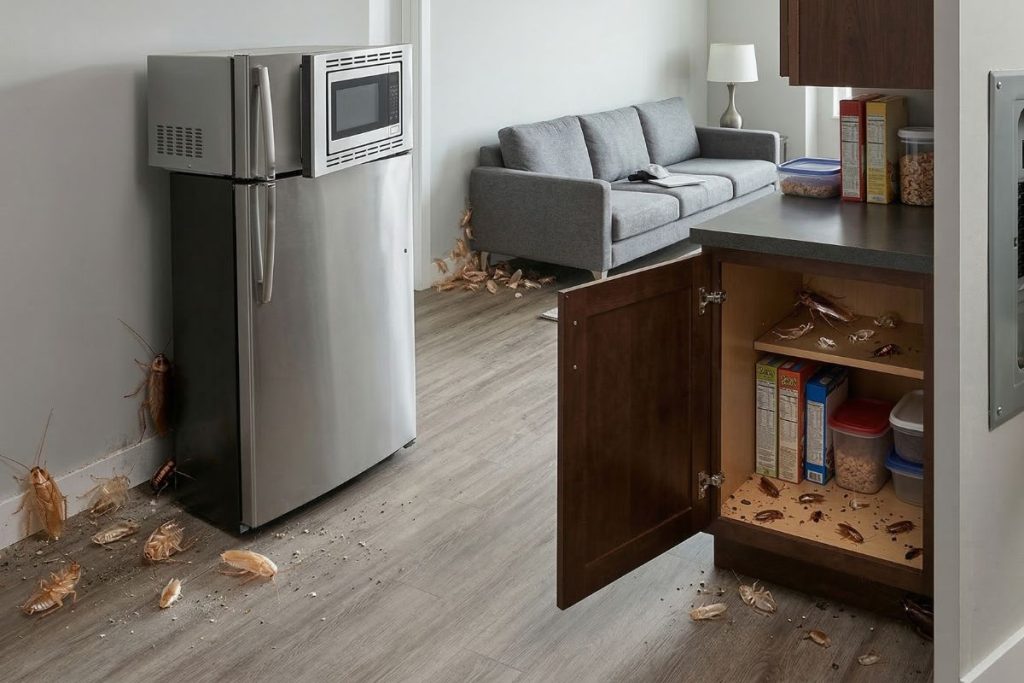 shed skins of a cockroach in signs of cockroach