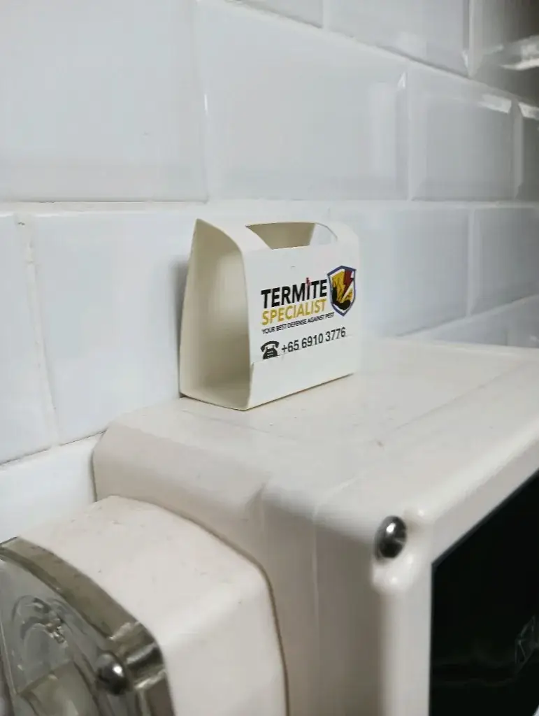 Restaurant pest control monitoring station installed inside Singapore F&B premises