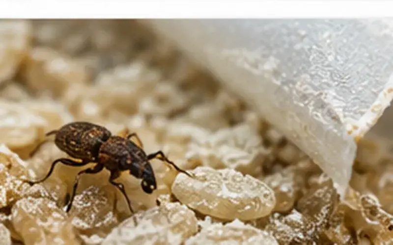 Stored product pest activity in restaurant dry store with rice and dried goods in Singapore